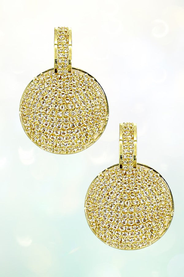 RHINESTONE PAVE ROUND DROP EARRING
