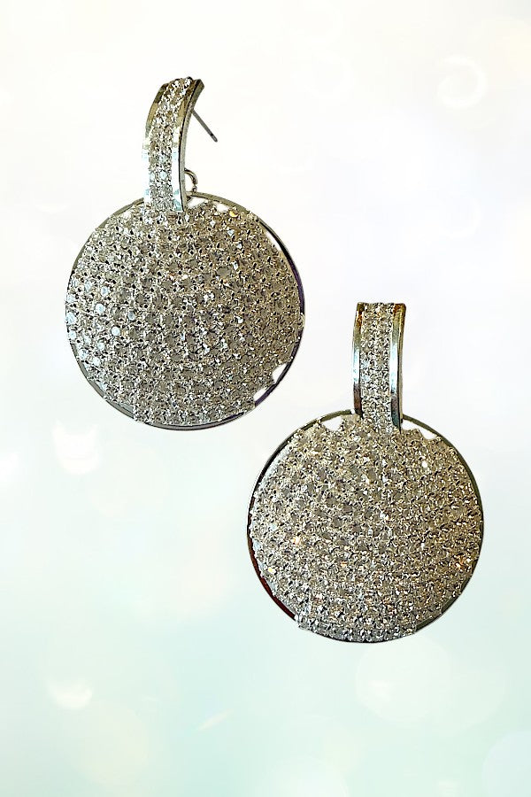 RHINESTONE PAVE ROUND DROP EARRING