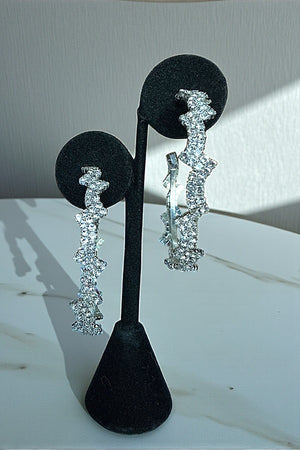 ZIGZAG RHINESTONE PAVE SEMI HOOP EARRING