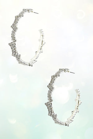 ZIGZAG RHINESTONE PAVE SEMI HOOP EARRING