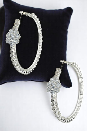 Crystal Gem Pave Hoop Earring