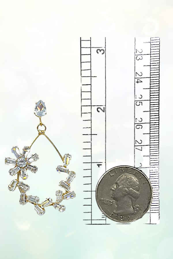 CRYSTAL GEM FLORAL TEARDROP EARRING