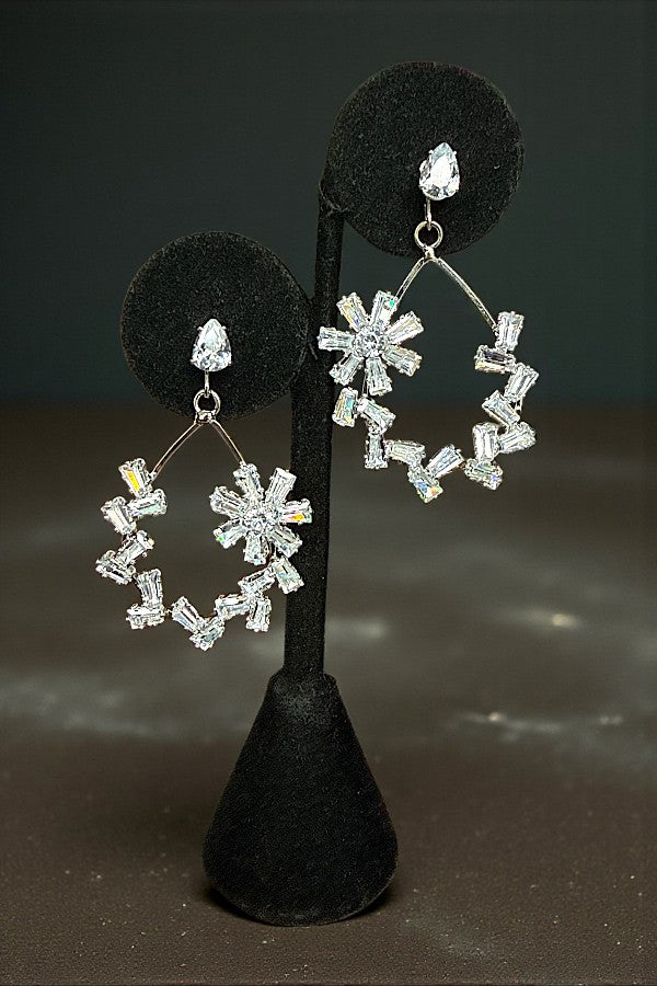CRYSTAL GEM FLORAL TEARDROP EARRING