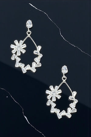 CRYSTAL GEM FLORAL TEARDROP EARRING