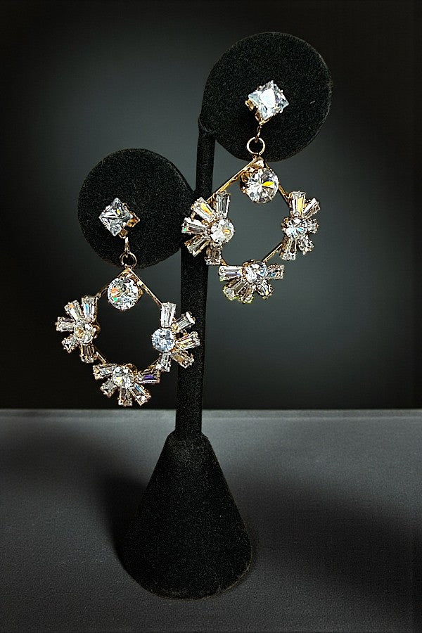 CRYSTAL GEM DIAMOND DROP EARRING