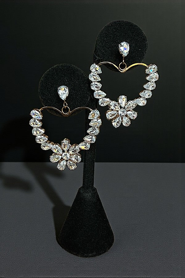 CRYSTAL GEM HEART DROP EARRING