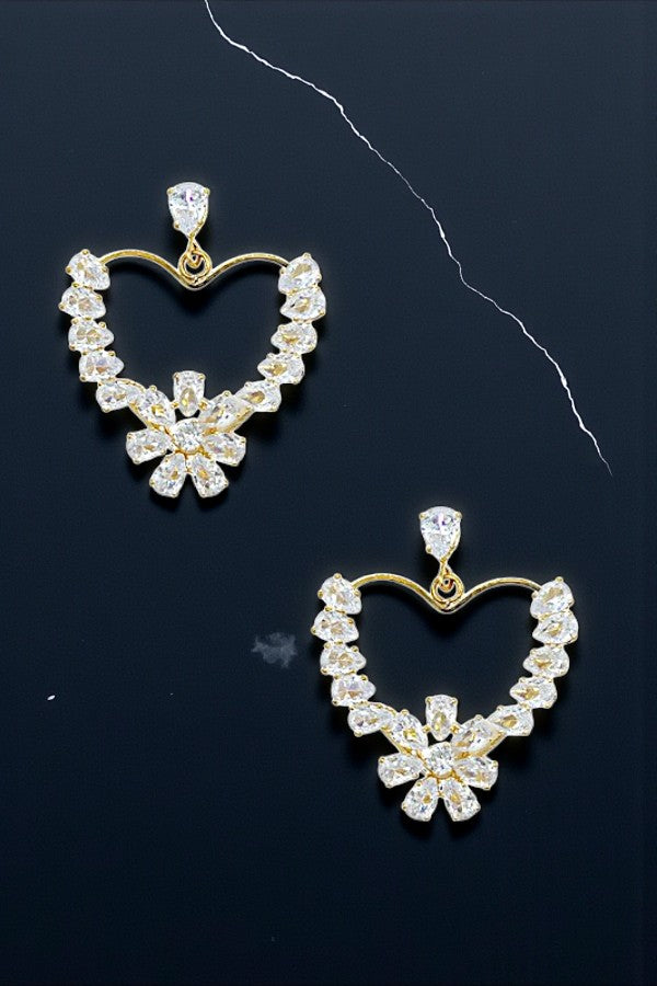 CRYSTAL GEM HEART DROP EARRING