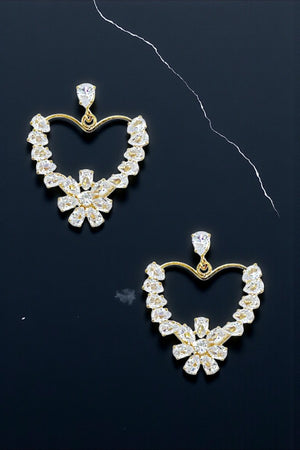 CRYSTAL GEM HEART DROP EARRING