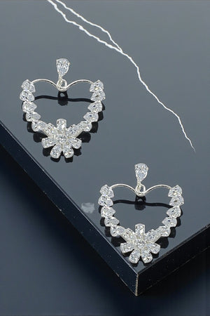 CRYSTAL GEM HEART DROP EARRING