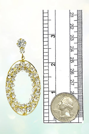 ROUND CRYSTAL GEM OVAL DANGLE EARRING