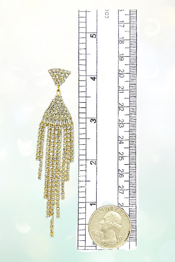 RHINESTONE PAVE FRINGE DROP EARRING