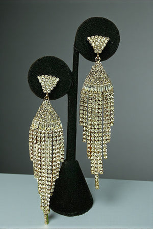 RHINESTONE PAVE FRINGE DROP EARRING