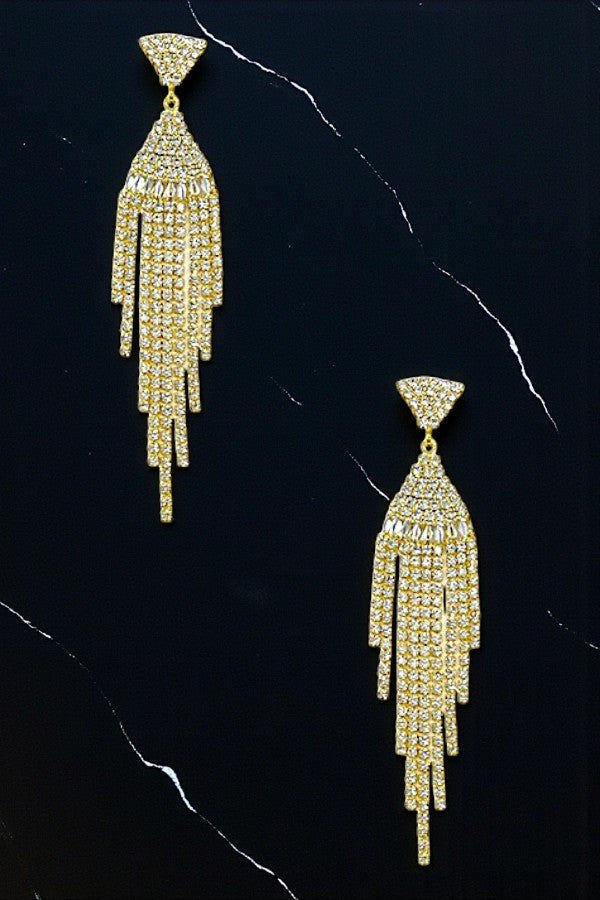 RHINESTONE PAVE FRINGE DROP EARRING