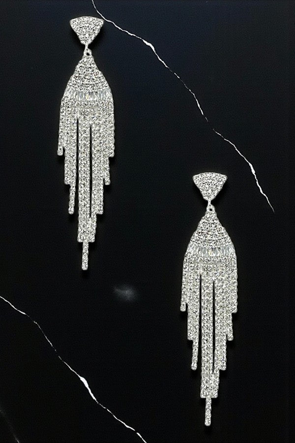 RHINESTONE PAVE FRINGE DROP EARRING