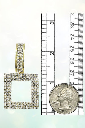 SQUARE DROP RHINESTONE PAVE EARRING