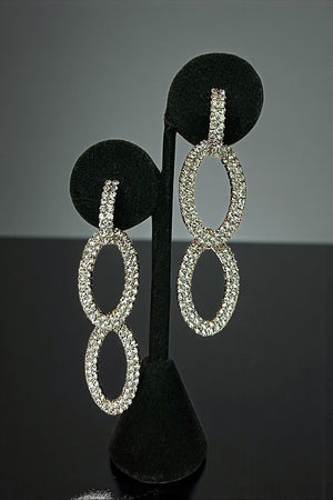 RHINESTONE PAVE DOUBLE OVAL LINK DROP EARRING