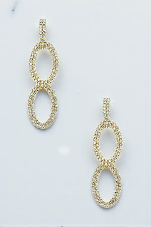 RHINESTONE PAVE DOUBLE OVAL LINK DROP EARRING