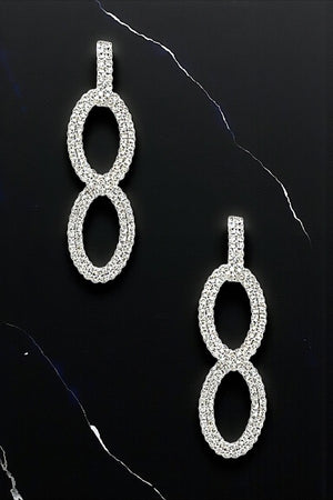 RHINESTONE PAVE DOUBLE OVAL LINK DROP EARRING