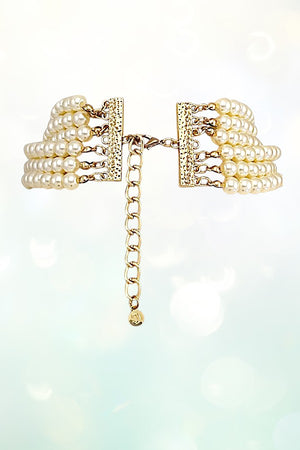 LAYERED PEARL RHINESTONE PENDANT CHOKER NECKLACE EARRING SET