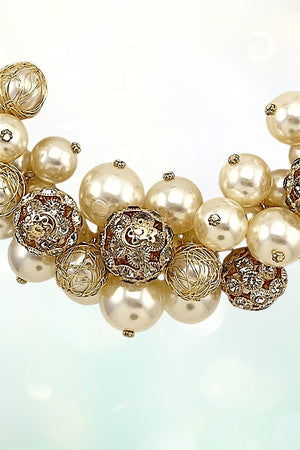 PEARL CLUSTER ORNATE NECKLACE EARRING SET