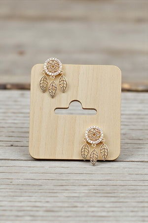 CUBIC ZIRCONIA DREAM CATCHER POST EARRING