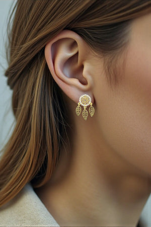 CUBIC ZIRCONIA DREAM CATCHER POST EARRING