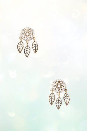 CUBIC ZIRCONIA DREAM CATCHER POST EARRING