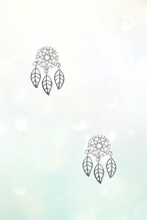 CUBIC ZIRCONIA DREAM CATCHER POST EARRING