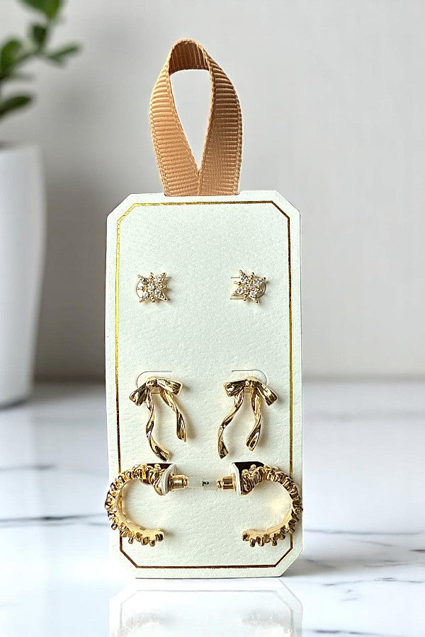 RHINESTONE ACCENT MIX POST EARRING SET