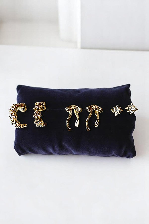 RHINESTONE ACCENT MIX POST EARRING SET