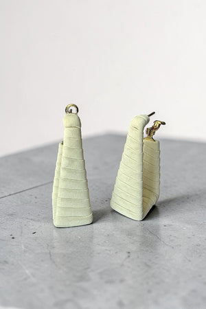 WOVEN TRAPEZOID CUT OUT SEMI HOOP EARRING