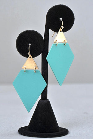 DIAMOND SHAPE METAL LINK DANGLE EARRING