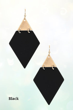 DIAMOND SHAPE METAL LINK DANGLE EARRING