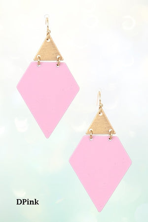 DIAMOND SHAPE METAL LINK DANGLE EARRING