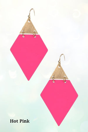DIAMOND SHAPE METAL LINK DANGLE EARRING