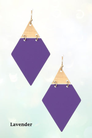 DIAMOND SHAPE METAL LINK DANGLE EARRING