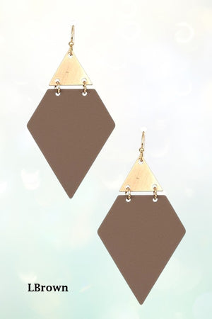 DIAMOND SHAPE METAL LINK DANGLE EARRING