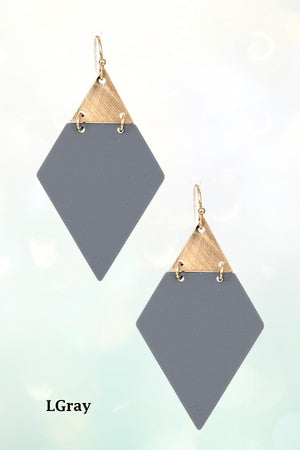 DIAMOND SHAPE METAL LINK DANGLE EARRING