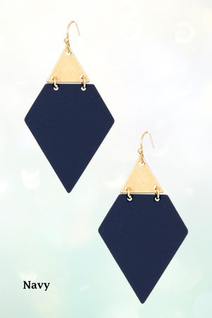 DIAMOND SHAPE METAL LINK DANGLE EARRING