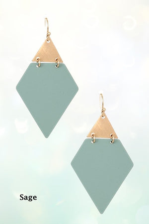 DIAMOND SHAPE METAL LINK DANGLE EARRING