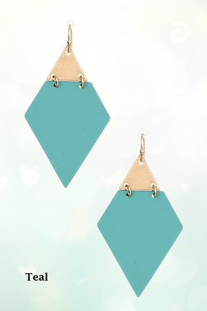 DIAMOND SHAPE METAL LINK DANGLE EARRING