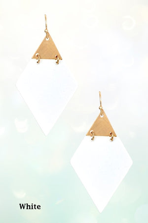 DIAMOND SHAPE METAL LINK DANGLE EARRING