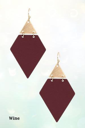 DIAMOND SHAPE METAL LINK DANGLE EARRING