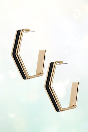 SEMI HEXAGON HOOP EARRING