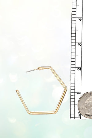 SEMI HEXAGON HOOP EARRING