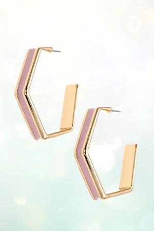 SEMI HEXAGON HOOP EARRING