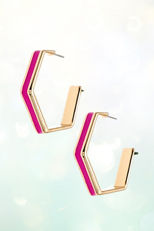 SEMI HEXAGON HOOP EARRING