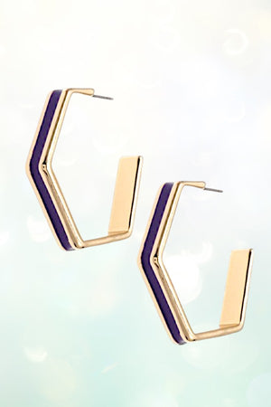 SEMI HEXAGON HOOP EARRING
