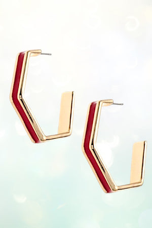 SEMI HEXAGON HOOP EARRING