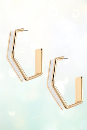 SEMI HEXAGON HOOP EARRING